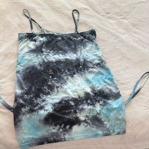 SHEIN Blue and Black Tie-Dye Mini Dress